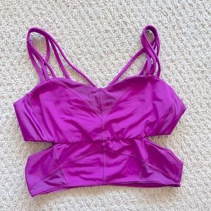 Lulu lemon strappy cutout crop top with built in shelf bra